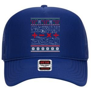 Math Teacher Christmas Love Teachers Ugly Sweater Great Gift High Crown Mesh Back Trucker Hat