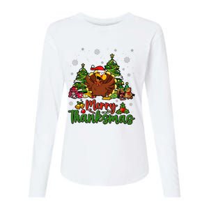 Merry Turkey Christmas Thanksgiving Womens Cotton Relaxed Long Sleeve T-Shirt