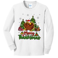 Merry Turkey Christmas Thanksgiving Kids Long Sleeve Shirt