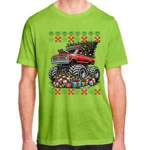 Monster Truck Crushing Christmas Tree Adult ChromaSoft Performance T-Shirt