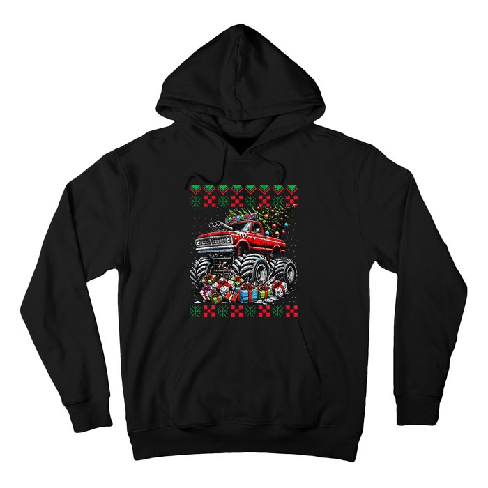 Monster Truck Crushing Christmas Tree Hoodie