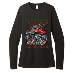 Monster Truck Crushing Christmas Tree Womens CVC Long Sleeve Shirt