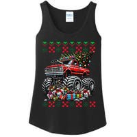 Monster Truck Crushing Christmas Tree Ladies Essential Tank