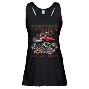 Monster Truck Crushing Christmas Tree Ladies Essential Flowy Tank