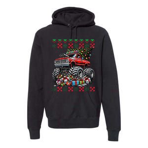 Monster Truck Crushing Christmas Tree Premium Hoodie