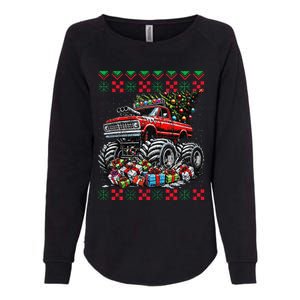 Monster Truck Crushing Christmas Tree Womens California Wash Sweatshirt