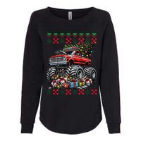 Monster Truck Crushing Christmas Tree Womens California Wash Sweatshirt