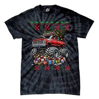 Monster Truck Crushing Christmas Tree Tie-Dye T-Shirt