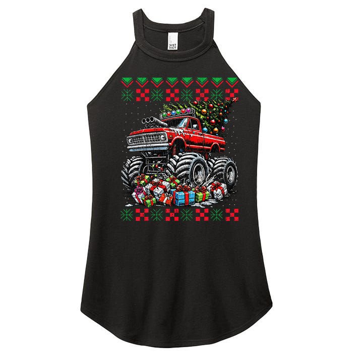 Monster Truck Crushing Christmas Tree Women's Perfect Tri Rocker Tank