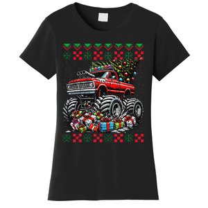 Monster Truck Crushing Christmas Tree Women's T-Shirt