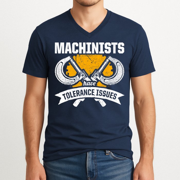 Machinist Tolerance CNC Machine Operator Machining V-Neck T-Shirt