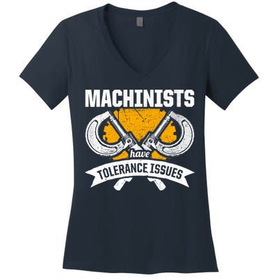 Machinist Tolerance CNC Machine Operator Machining Women's V-Neck T-Shirt