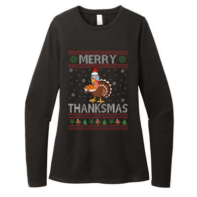 Merry Thanksmas Christmas Thanksgiving Turkey Womens CVC Long Sleeve Shirt