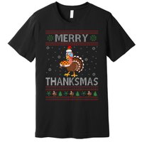 Merry Thanksmas Christmas Thanksgiving Turkey Premium T-Shirt