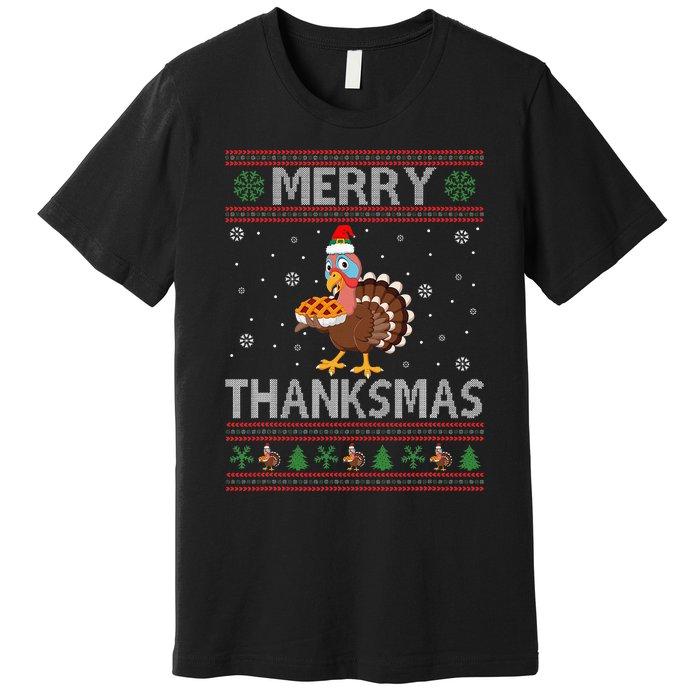 Merry Thanksmas Christmas Thanksgiving Turkey Premium T-Shirt