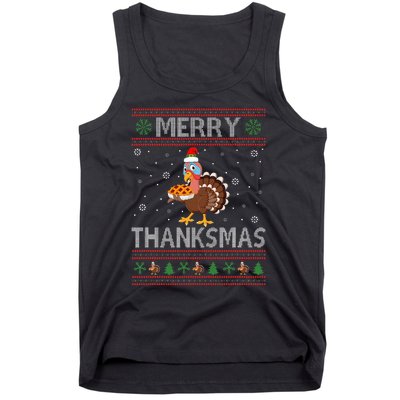 Merry Thanksmas Christmas Thanksgiving Turkey Tank Top