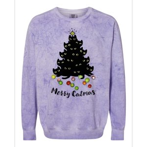 Merry Tree Catmas With Holiday Lovers Colorblast Crewneck Sweatshirt