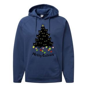 Merry Tree Catmas With Holiday Lovers Performance Fleece Hoodie