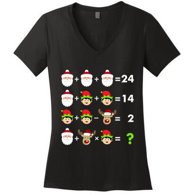 Math Teacher Christmas Gift Order Of Operations Quiz Funny Gift Women's V-Neck T-Shirt