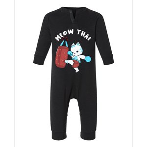 Muay Thai Cat Meow Thai Punching Bag Fighting  Infant Fleece One Piece