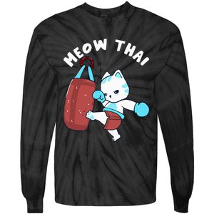 Muay Thai Cat Meow Thai Punching Bag Fighting  Tie-Dye Long Sleeve Shirt