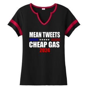 Mean Tweets Cheap Gas 2024 Election Ladies Halftime Notch Neck Tee