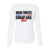 Mean Tweets Cheap Gas 2024 Election Womens Cotton Relaxed Long Sleeve T-Shirt