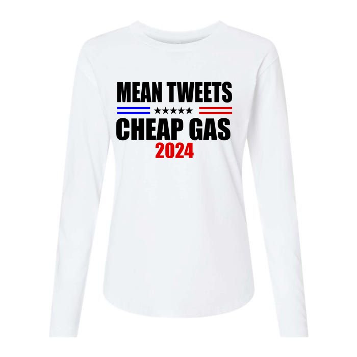 Mean Tweets Cheap Gas 2024 Election Womens Cotton Relaxed Long Sleeve T-Shirt