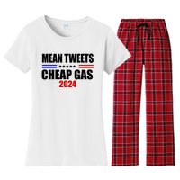 Mean Tweets Cheap Gas 2024 Election Women's Flannel Pajama Set