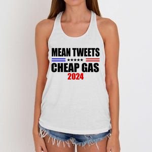 Mean Tweets Cheap Gas 2024 Election Women's Knotted Racerback Tank