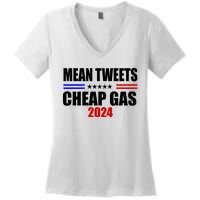 Mean Tweets Cheap Gas 2024 Election Women's V-Neck T-Shirt