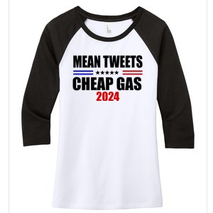 Mean Tweets Cheap Gas 2024 Election Women's Tri-Blend 3/4-Sleeve Raglan Shirt