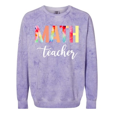 Math Teacher Cute Tie Dye Funny First Day Back To School Great Gift Colorblast Crewneck Sweatshirt