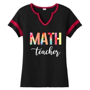 Math Teacher Cute Tie Dye Funny First Day Back To School Great Gift Ladies Halftime Notch Neck Tee