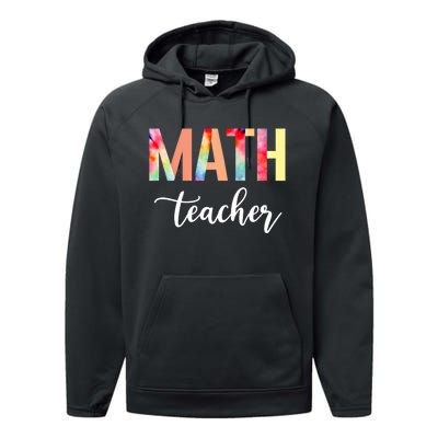 Math Teacher Cute Tie Dye Funny First Day Back To School Great Gift Performance Fleece Hoodie