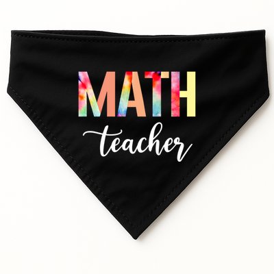 Math Teacher Cute Tie Dye Funny First Day Back To School Great Gift USA-Made Doggie Bandana