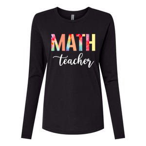 Math Teacher Cute Tie Dye Funny First Day Back To School Great Gift Womens Cotton Relaxed Long Sleeve T-Shirt