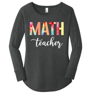 Math Teacher Cute Tie Dye Funny First Day Back To School Great Gift Women's Perfect Tri Tunic Long Sleeve Shirt