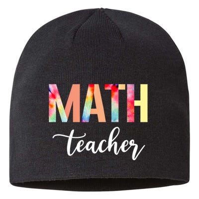Math Teacher Cute Tie Dye Funny First Day Back To School Great Gift Sustainable Beanie