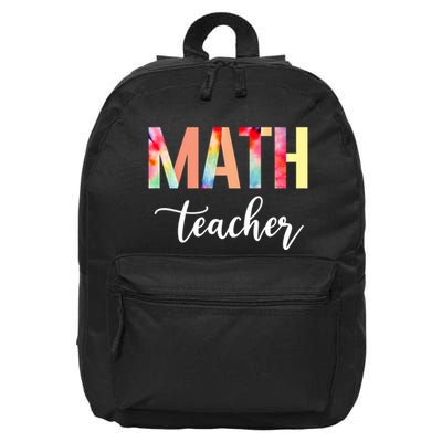 Math Teacher Cute Tie Dye Funny First Day Back To School Great Gift 16 in Basic Backpack
