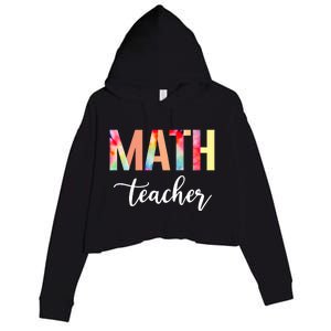 Math Teacher Cute Tie Dye Funny First Day Back To School Great Gift Crop Fleece Hoodie