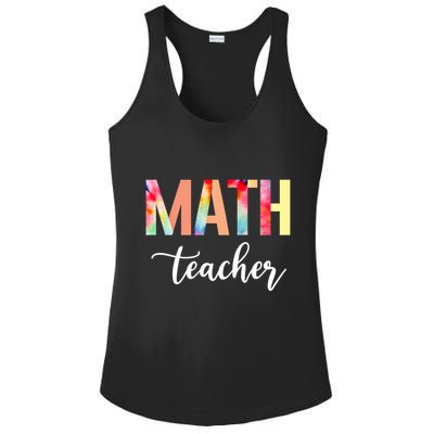 Math Teacher Cute Tie Dye Funny First Day Back To School Great Gift Ladies PosiCharge Competitor Racerback Tank