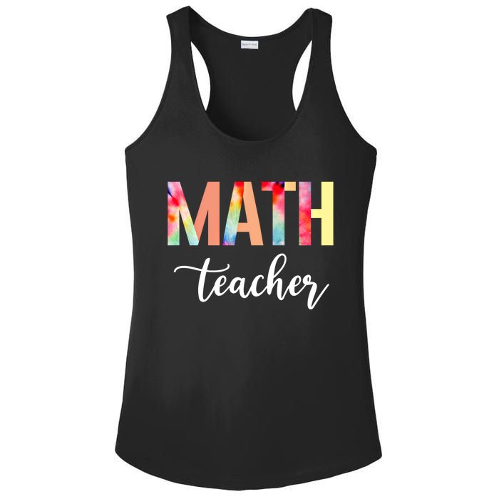 Math Teacher Cute Tie Dye Funny First Day Back To School Great Gift Ladies PosiCharge Competitor Racerback Tank