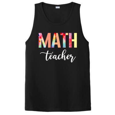 Math Teacher Cute Tie Dye Funny First Day Back To School Great Gift PosiCharge Competitor Tank