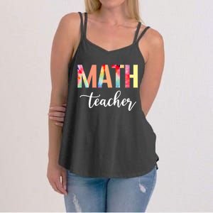 Math Teacher Cute Tie Dye Funny First Day Back To School Great Gift Women's Strappy Tank