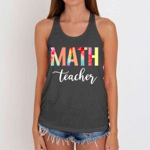 Math Teacher Cute Tie Dye Funny First Day Back To School Great Gift Women's Knotted Racerback Tank