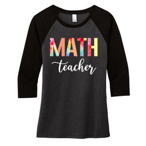 Math Teacher Cute Tie Dye Funny First Day Back To School Great Gift Women's Tri-Blend 3/4-Sleeve Raglan Shirt