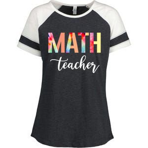 Math Teacher Cute Tie Dye Funny First Day Back To School Great Gift Enza Ladies Jersey Colorblock Tee