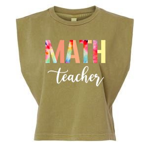 Math Teacher Cute Tie Dye Funny First Day Back To School Great Gift Garment-Dyed Women's Muscle Tee