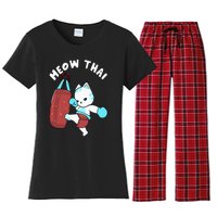 Muay Thai Cat Meow Thai Punching Bag Fighting Sport Women's Flannel Pajama Set